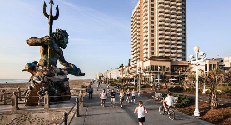 The Virginia Beach Boardwalk is 40 blocks long and runners, joggers, and bikers use it daily for their exercise routine.